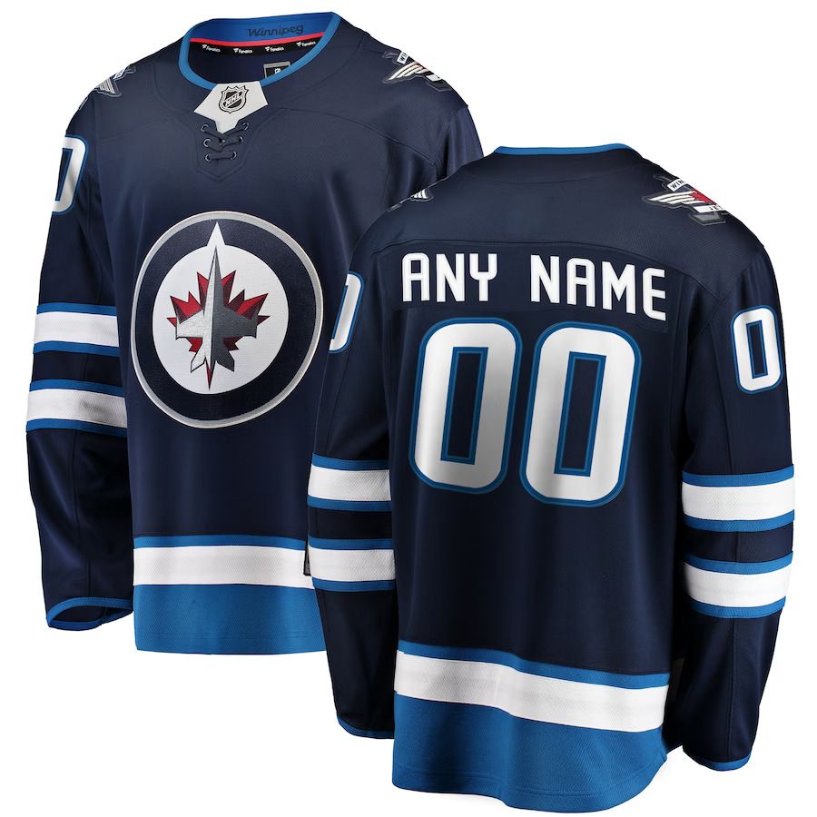 Men Winnipeg Jets Fanatics Branded Blue Home Breakaway Custom NHL Jersey->customized nhl jersey->Custom Jersey